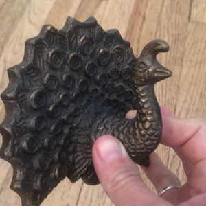 Brass peacock wall hook